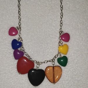 Necklace heart charms multi color